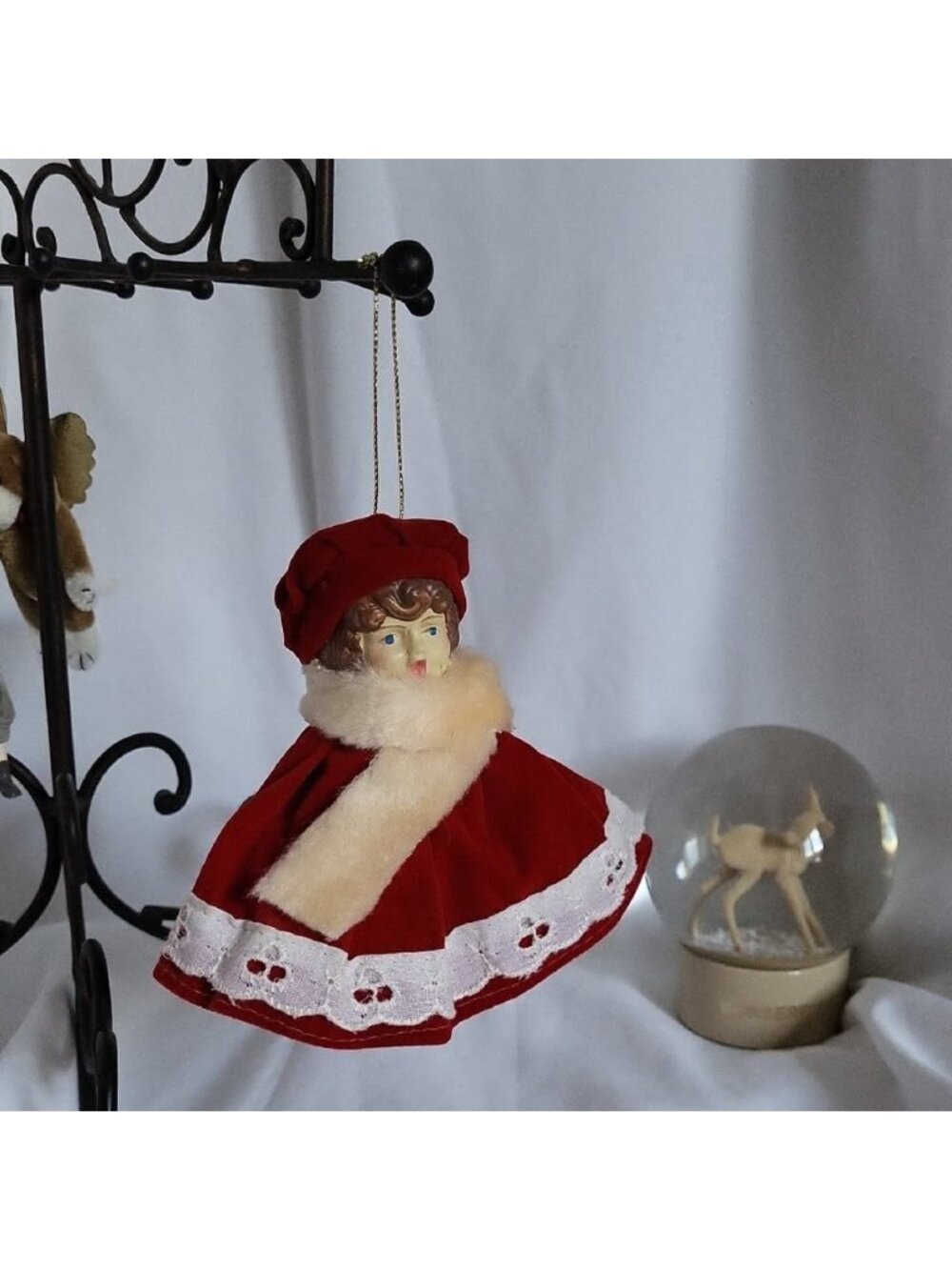 Vintage Victorian Christmas Caroling Doll Tree Ornament